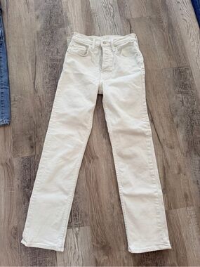 Mother High-Rise Straight Jeans in Off-White 24